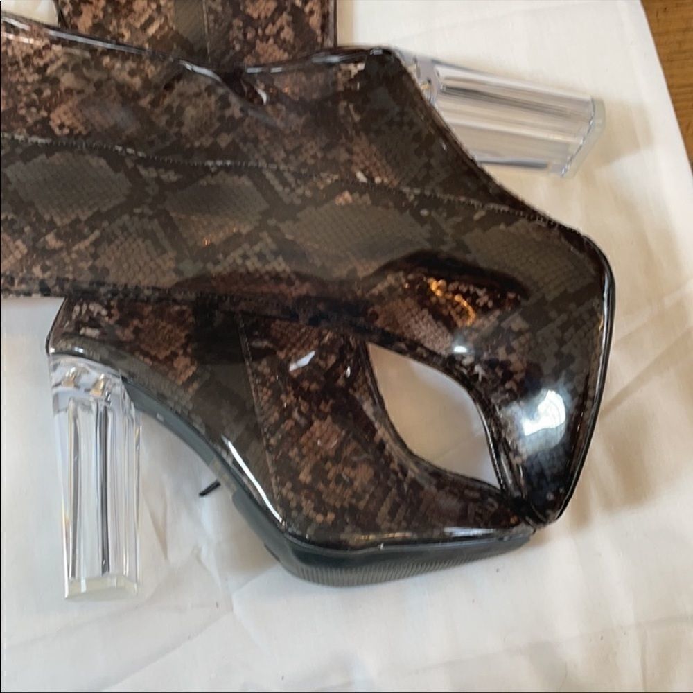 WILD DIVA SNAKE MOTIF PVC BOOTS.  NEW.
